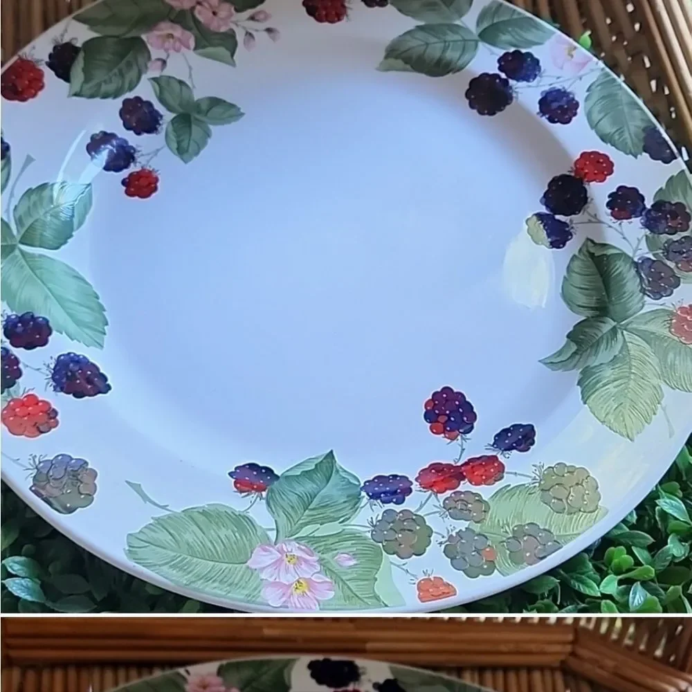 Vintage Stoneware Berries Dinner Plate Cottage Core Farhouse Chic